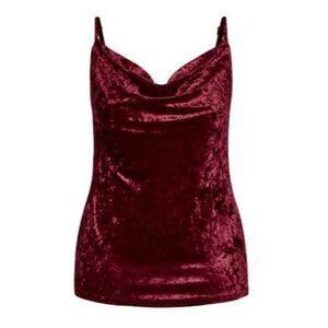 Elegant Velvet Burgundy Cowl Neck Top